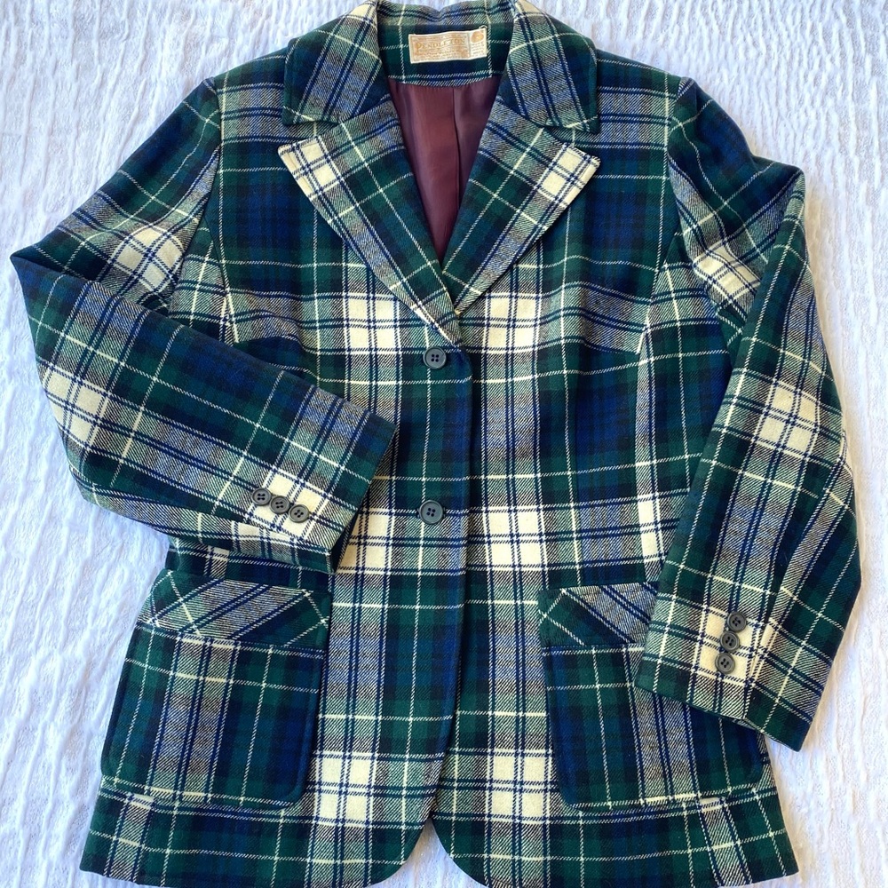 Vintage Pendleton wool plaid blazer coat size 16